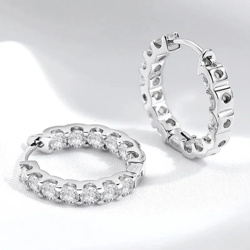Certified 2.6 ct. t.w. Moissanite Diamond Inside Out Hoop Earrings NEW